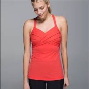 Lululemon wrap it up tank w/built in bra coral